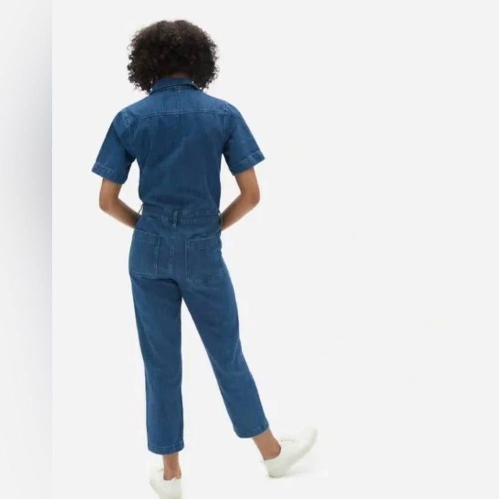 Everlane short sleeve denim coveralls / jumpsuit organic 100% cotton size 4 - Picture 2 of 5